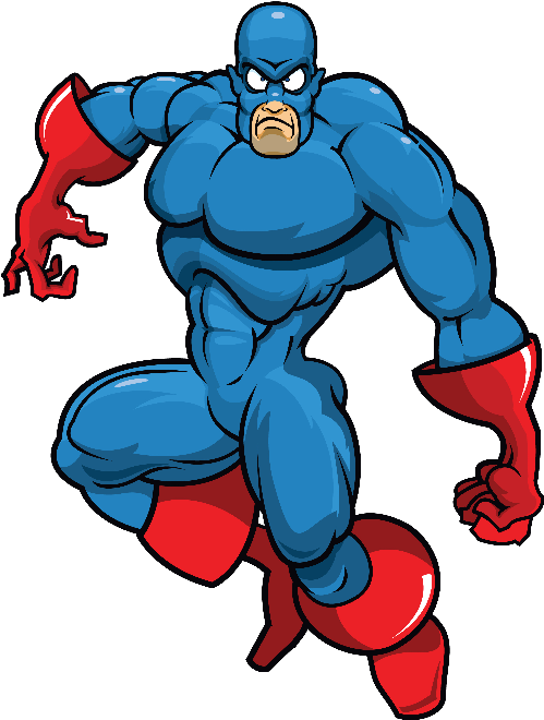 Blue Mascot - Super Villains Png Cartoon Clipart (500x675), Png Download