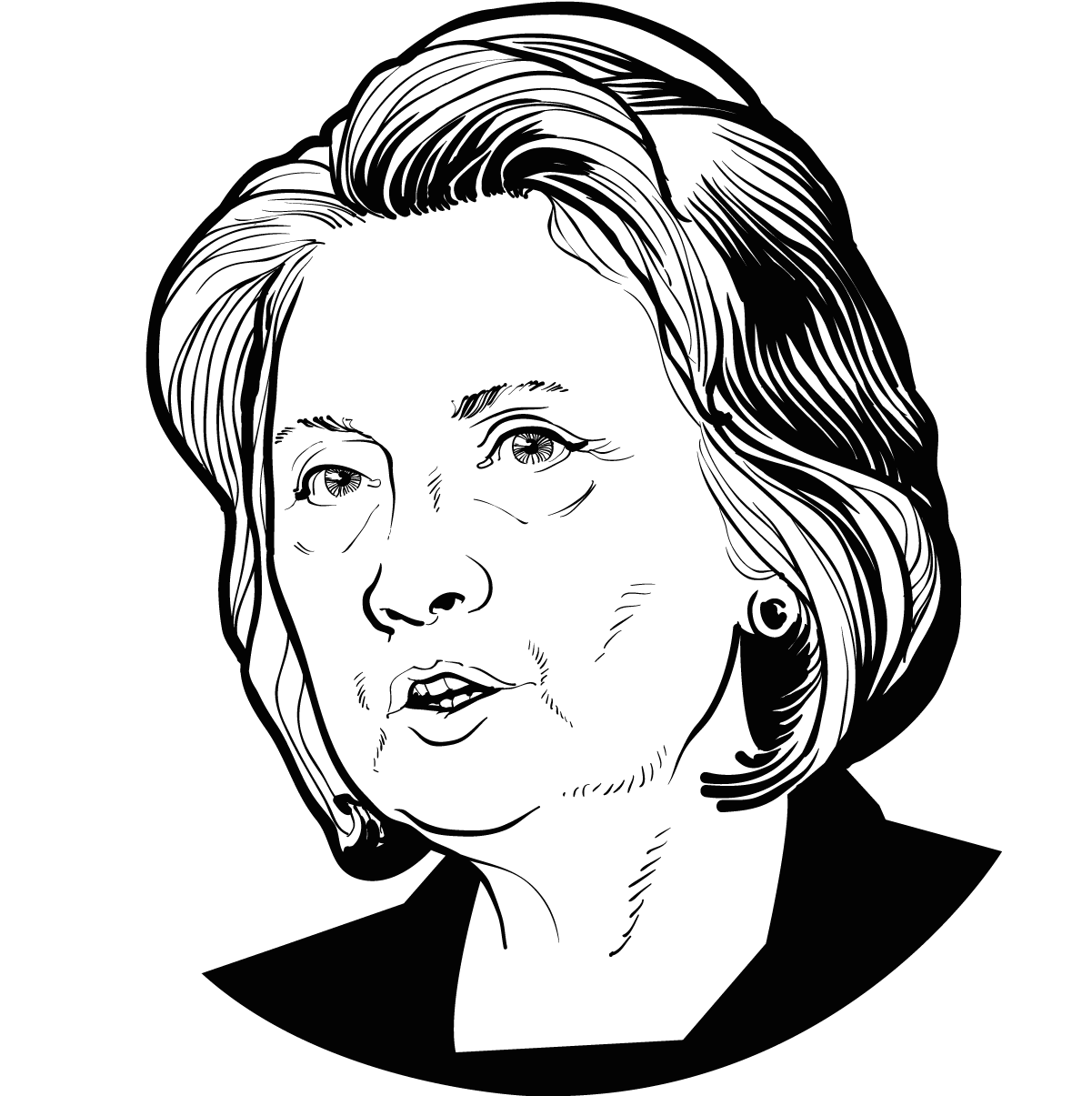 Download Drawing Obama Senator - Hillary Clinton Line Drawing Clipart (1201x1205), Png Download