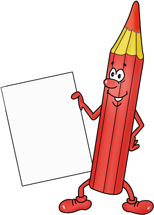 Easel Clipart Blank Poster - Red Pencil Cartoon Color - Png Download (600x787), Png Download