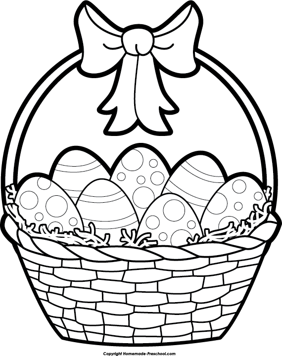 Basket Of Apples Clipart Black And White - Easter Egg Black And White - Png Download (570x720), Png Download