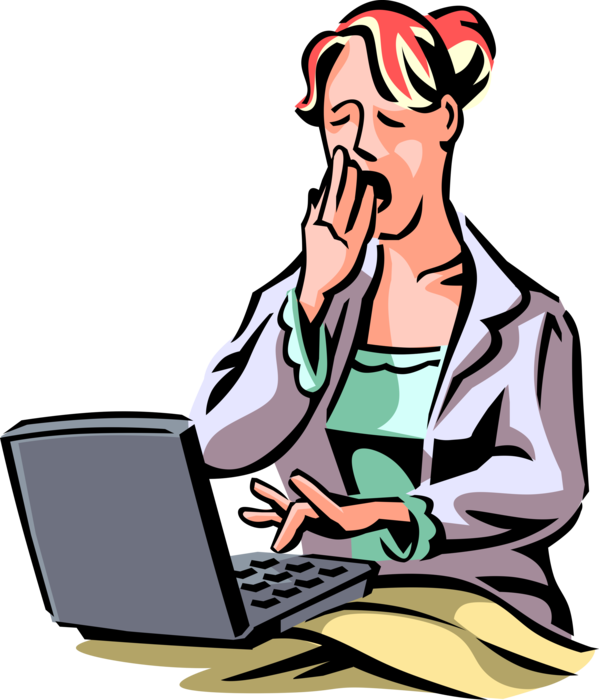 Yawns While Working Vector - Work Clip Art - Png Download (599x700), Png Download