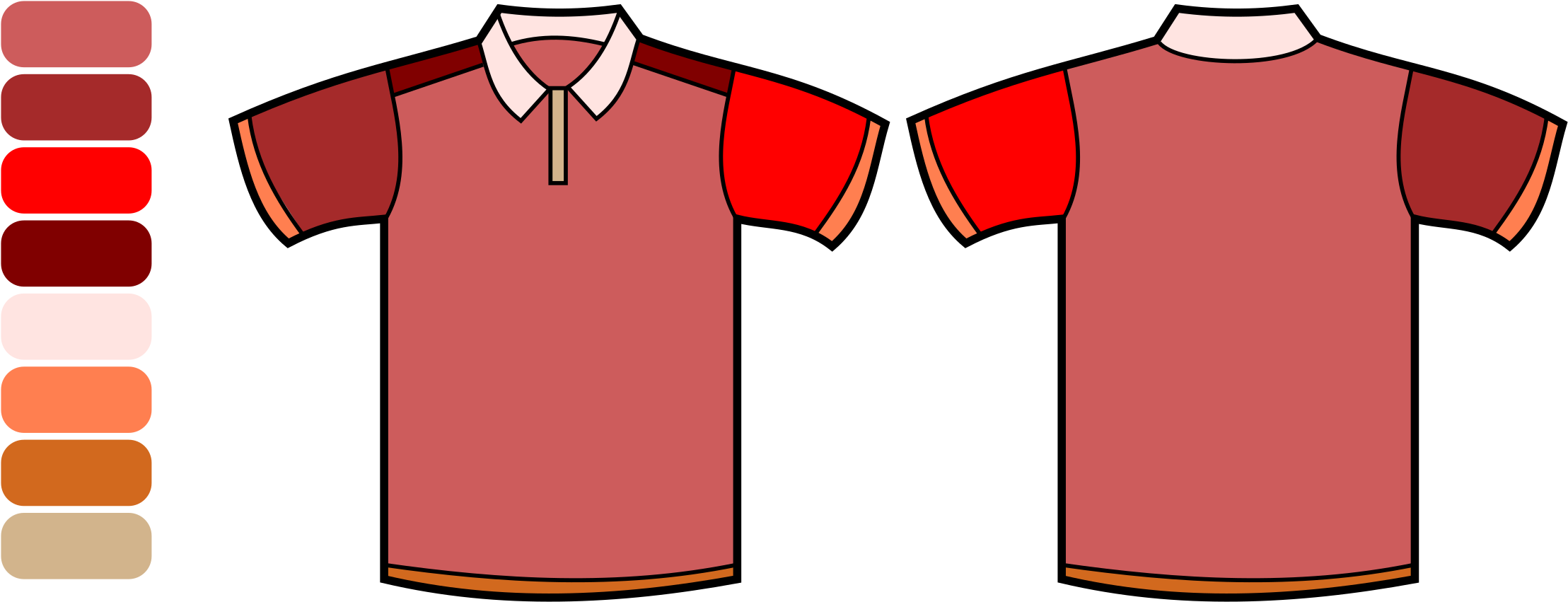 Vector Shirts Round Neck - Colored Polo Shirt Template Clipart (2400x1034), Png Download