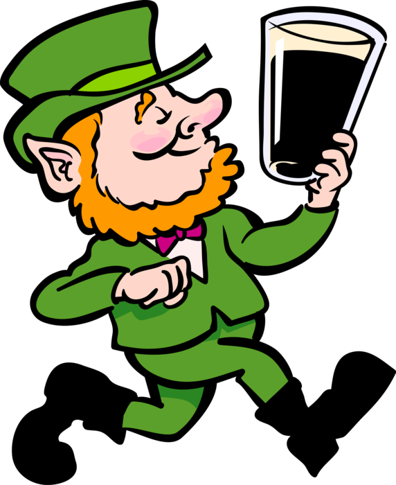 Transparent Guinness Beer Clipart - Leprechaun With A Pint Of Guinness - Png Download (572x700), Png Download