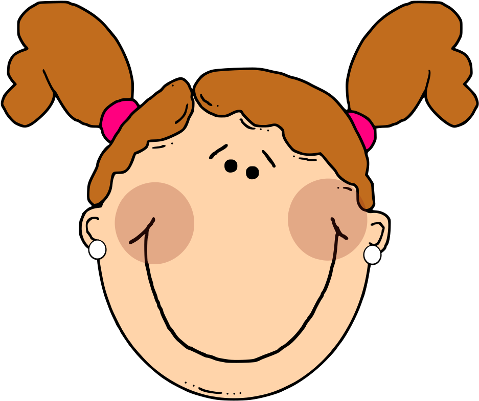 Light Brown Hair Girl With Ponytails Svg Clip Arts - Cartoon Girl With Light Brown Hair - Png Download (1024x1024), Png Download