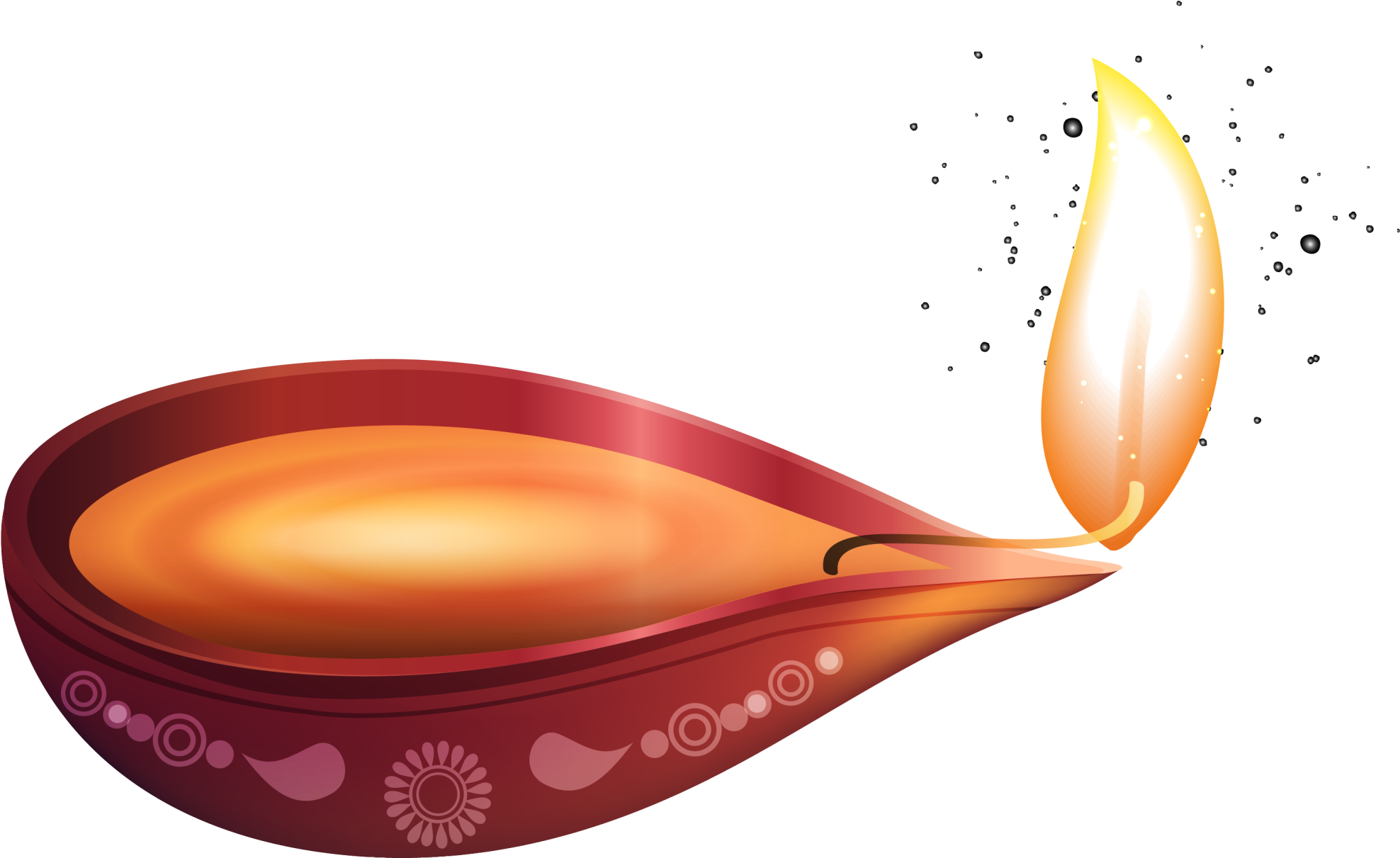 Diwali Diya Png Background - Diya Png Clipart (2000x1210), Png Download