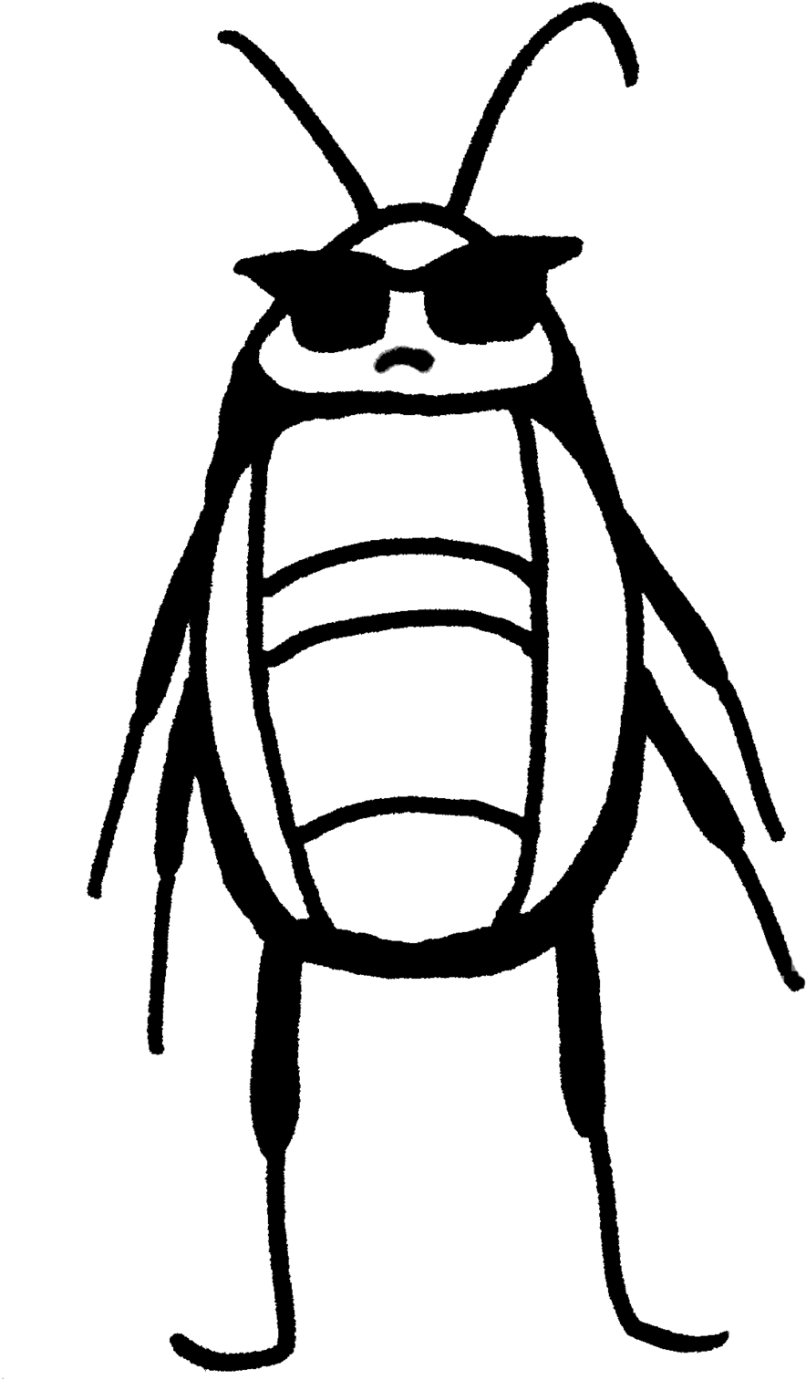 Roach Drawing Common - Cockroach Black And White Clipart (1000x1625), Png Download