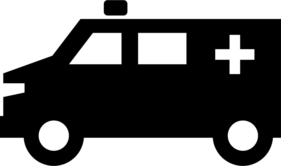 Mode Of Transport - Ambulance Black And White Png Clipart (980x578), Png Download