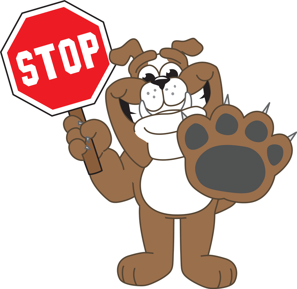 Bulldog With Stop Sign - Stop Sign Clipart School - Png Download (999x970), Png Download