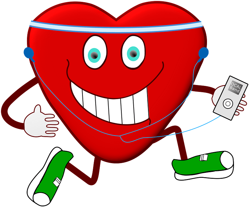 Jogging Heart Clipart - Heart Exercise Clipart - Png Download (800x685), Png Download