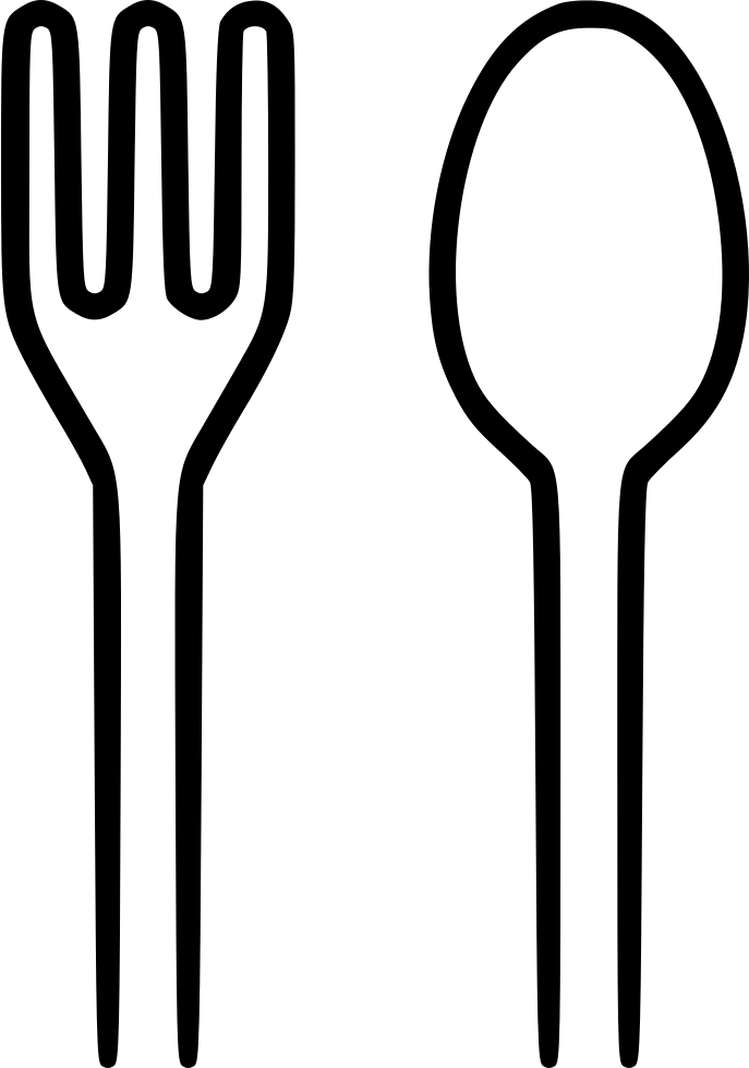 Download Spoon Fork Png - Fork And Spoon Clipart Black And White Transparent Png (687x980), Png Download