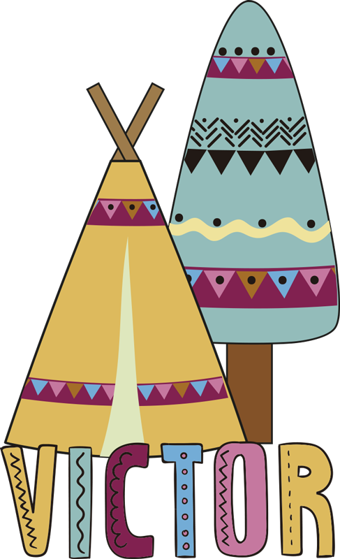 Teepee With Your Text Childrens Bedroom Wall Sticker - Illustration Clipart (487x800), Png Download