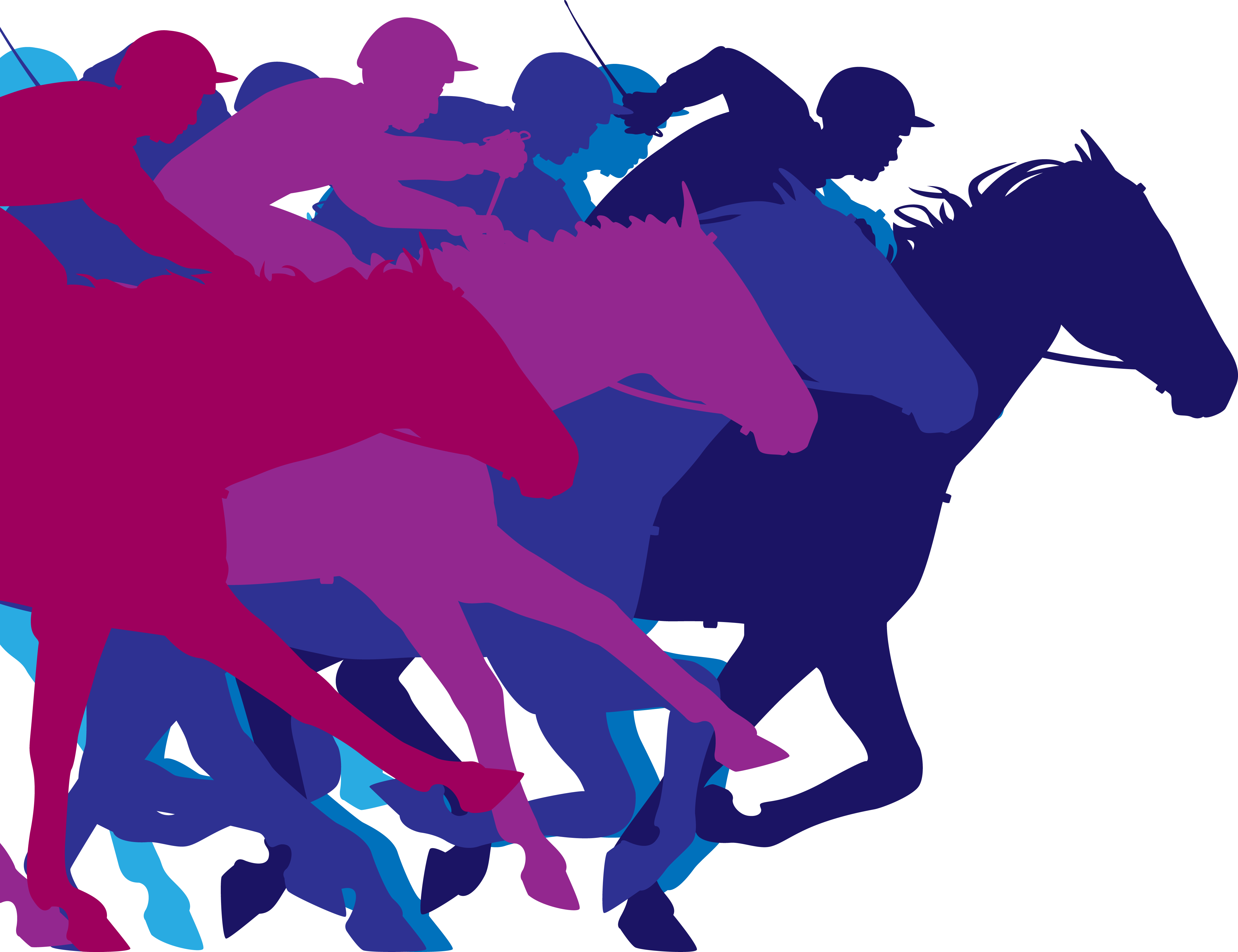 Transparent Horses Running Clipart - Melbourne Cup Horses Clipart - Png Download (4458x3428), Png Download