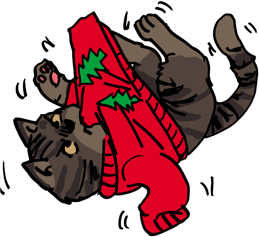 Cat And Christmas Sweater By Shabazik - Clipart Cat Sweater - Png Download (903x825), Png Download