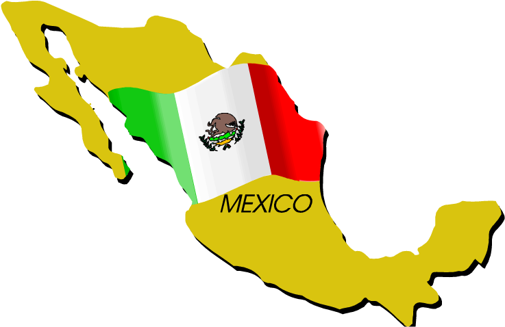 Mexico Map Image From Www Clipart (750x498), Png Download