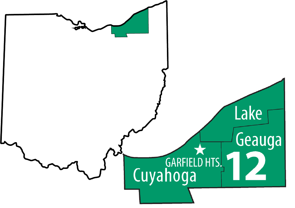 Ohio Map With D12 Outline Ohio Academy Of - Map Of Ohio Counties Clipart (958x676), Png Download