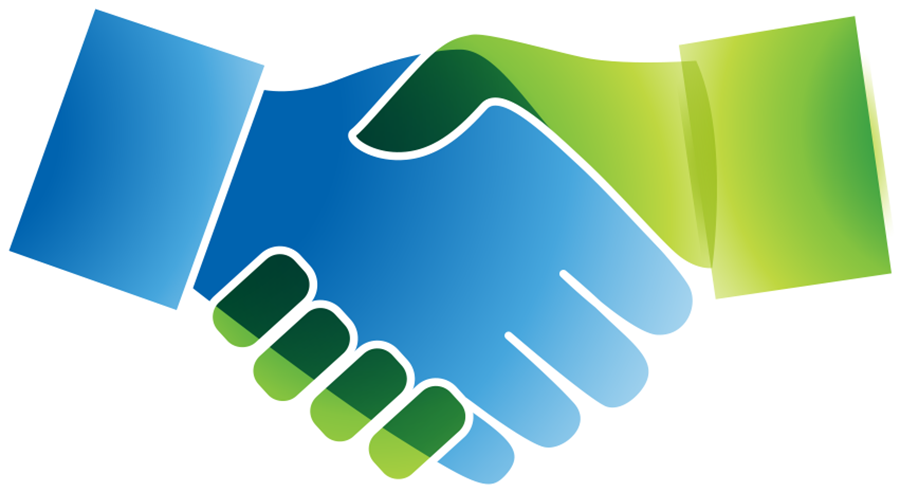 Hand Clipart Partnership - Hand Shake Blue And Green - Png Download (900x492), Png Download