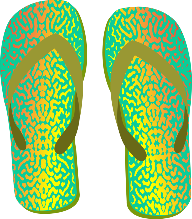 Yellow,green,shoe - Yellow Clipart Flip Flops - Png Download (655x750), Png Download