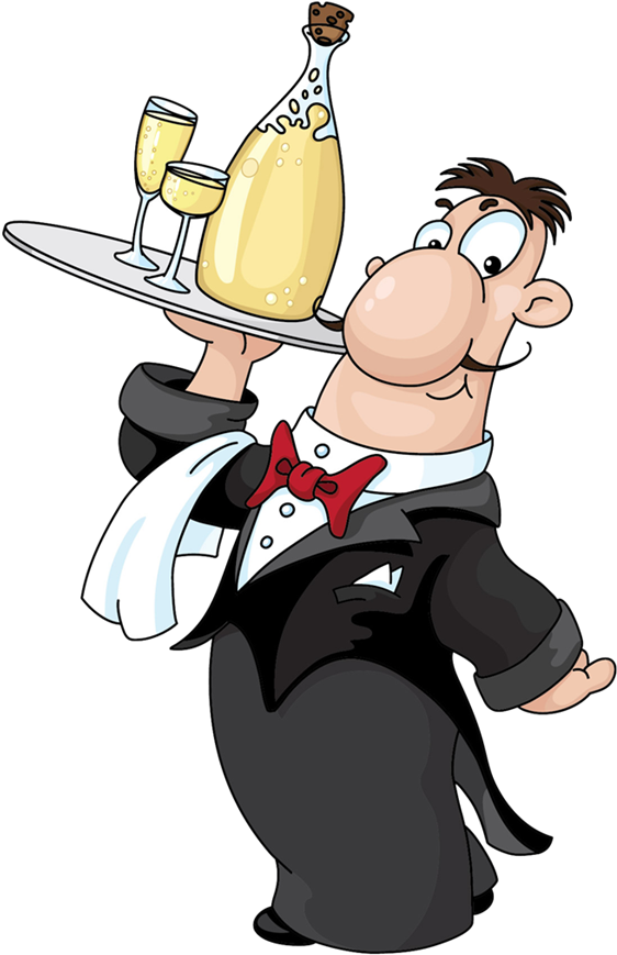 Picture Of Waiter - Waiter Cartoon Clipart (600x892), Png Download