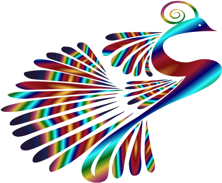 Stylized Peacock Colorful - Peacock Clipart Png Black And White Transparent Png (600x600), Png Download