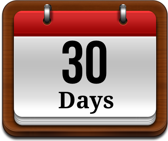 30 Days Calendar Icon Clipart (765x510), Png Download