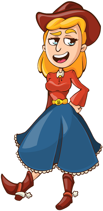 Cowgirl Clipart - Cartoon Cowgirl And Cowboy - Png Download (391x800), Png Download