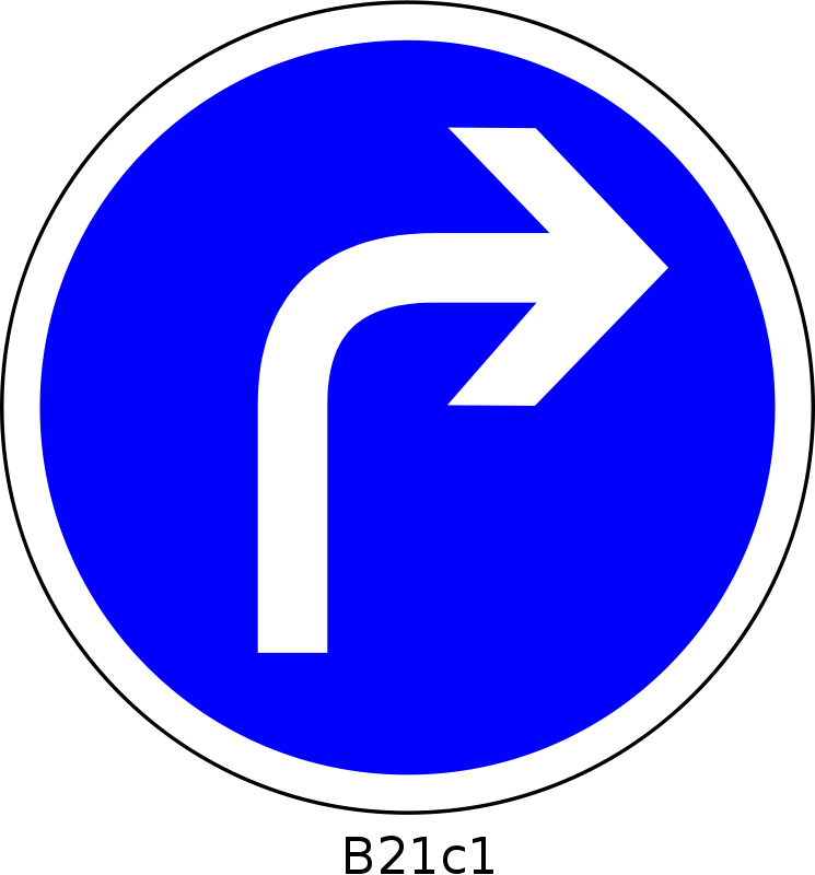Compulsory Turn Right Sign Clipart (745x800), Png Download