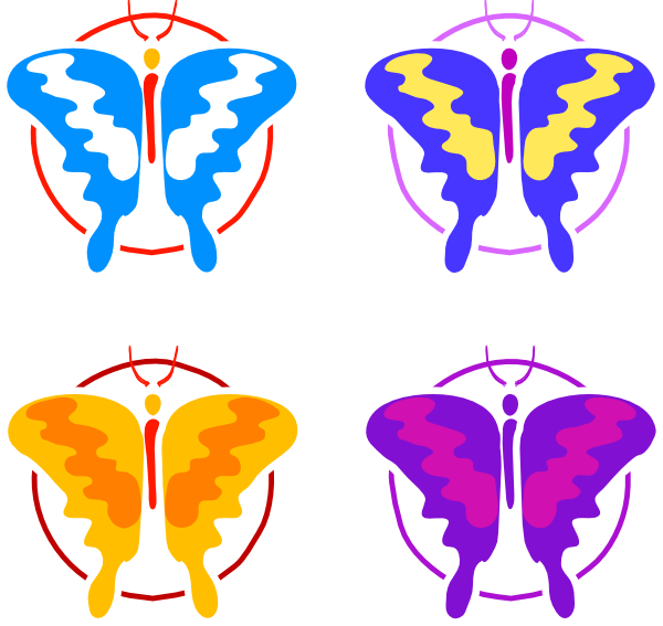 Four Butterflies Clipart - Png Download (600x567), Png Download
