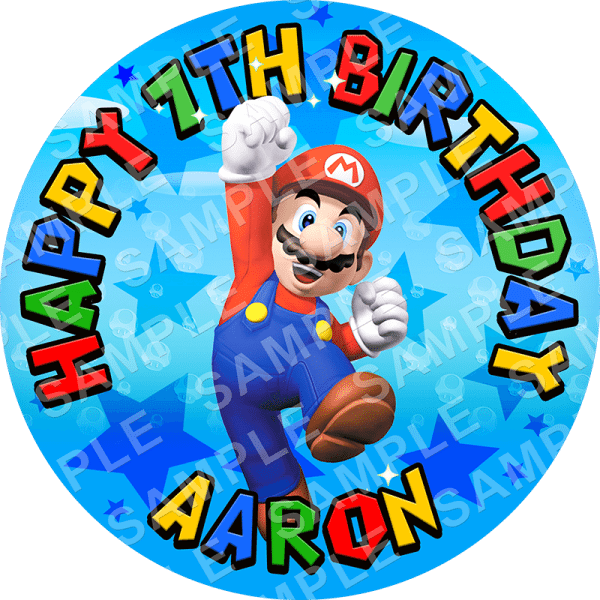 Mario Edible Cake Topper - Toppers For Aaron Mario Bros Clipart (600x600), Png Download