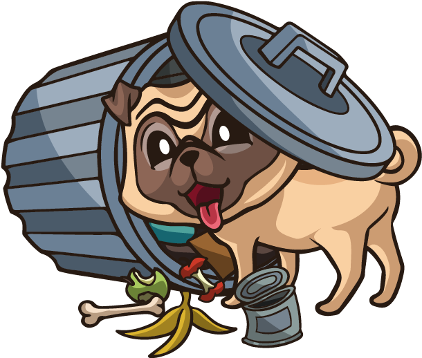 Bb Pl Garbage Pug-01 - Cartoon Clipart (715x700), Png Download