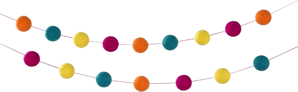 Felt Garland Png Clipart - Pom Pom Garland Clipart Transparent Png (1000x371), Png Download