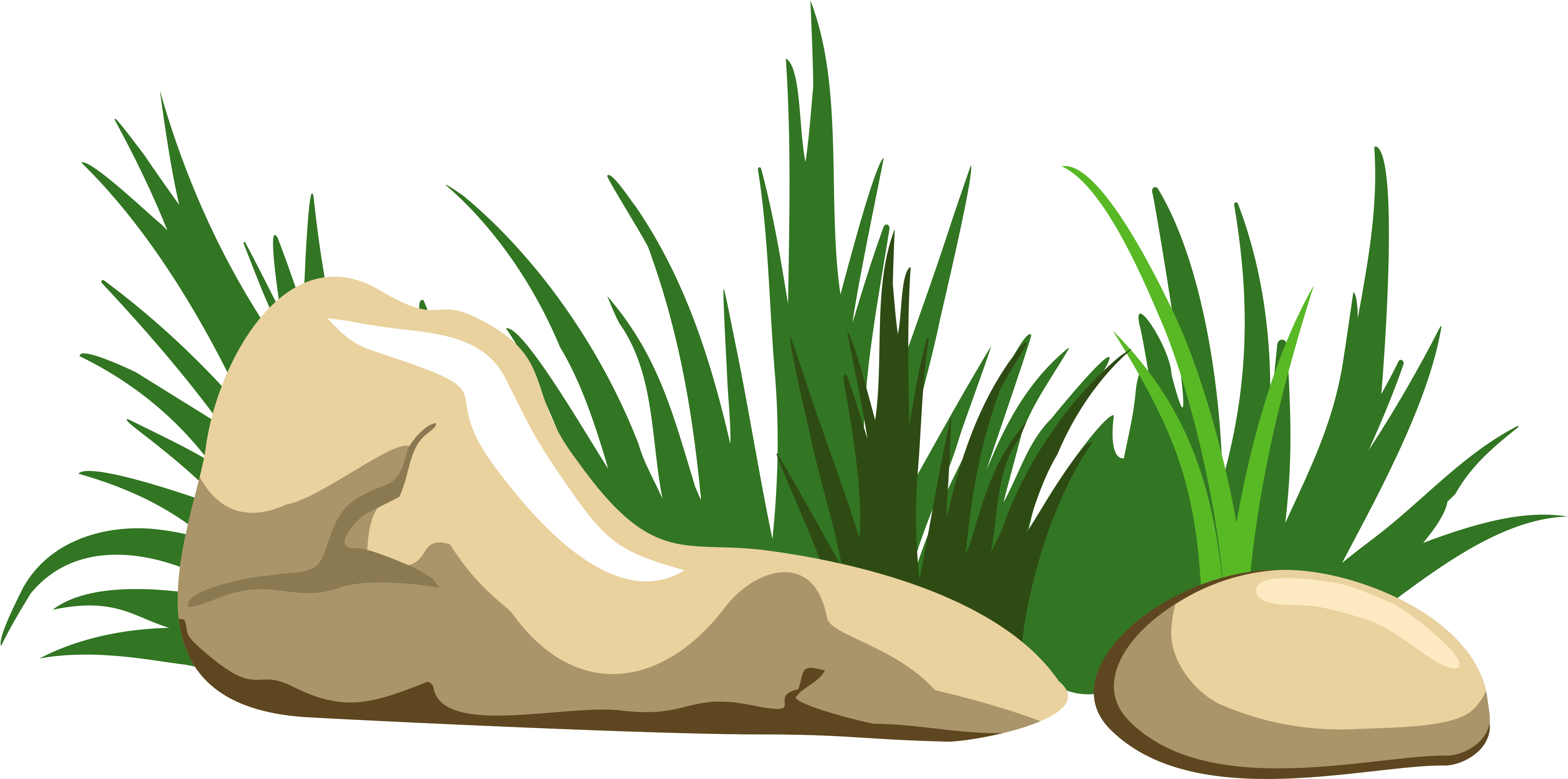 Transparent Stones Clipart - Png Rocks And Grass Clipart (4790x2382), Png Download