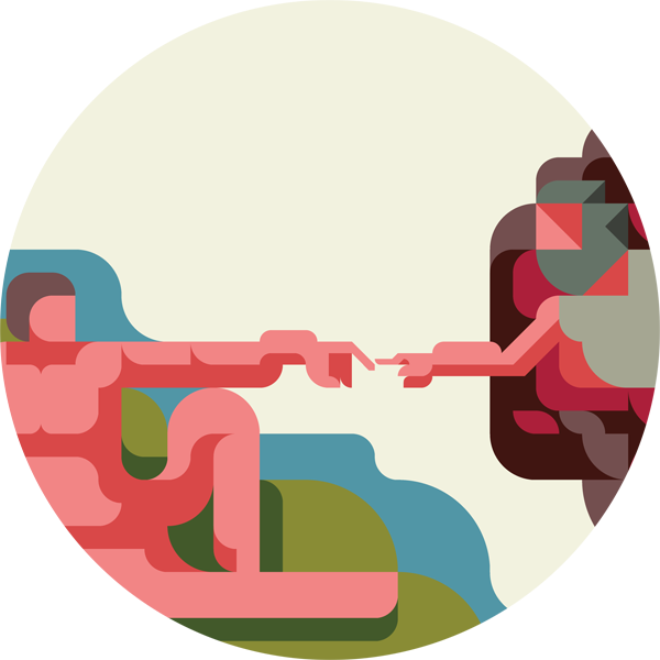 The Creation Of Adam With A Drawing App On Pantone - Adam Creation Illustrations Clipart (600x600), Png Download