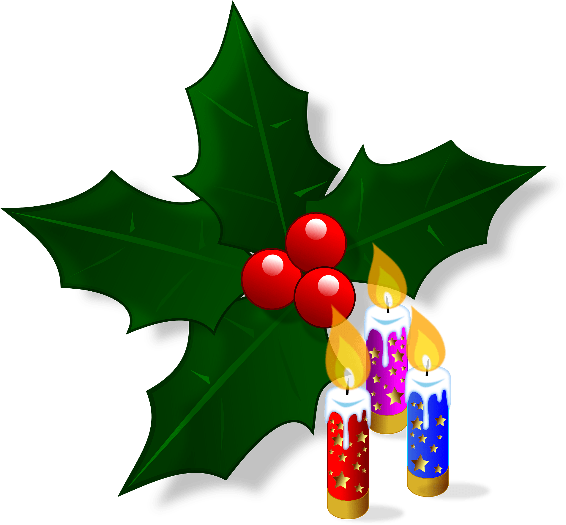 Holly And Candles Clipart - Christmas Holly - Png Download (800x736), Png Download