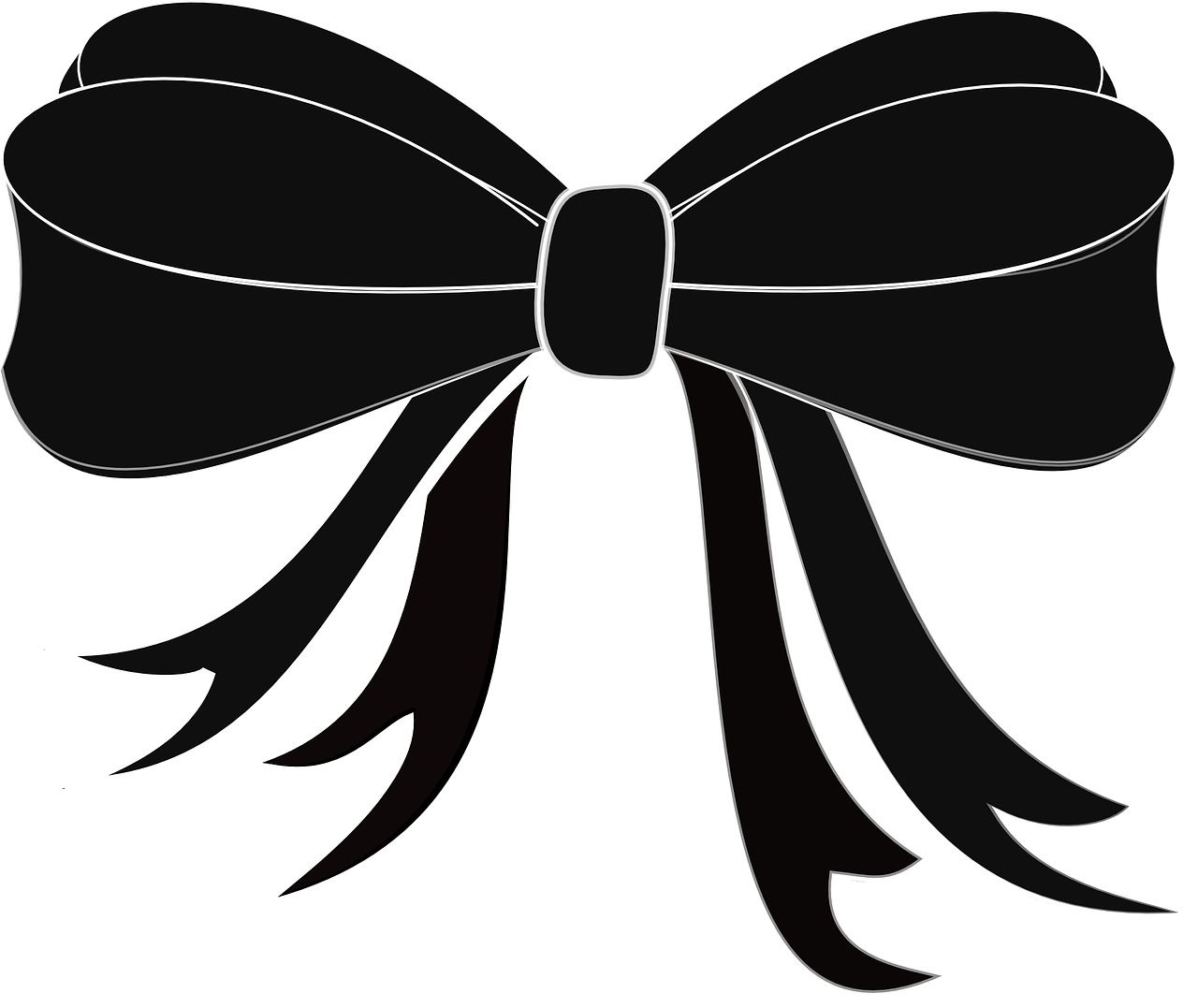Ribbon Black Bow Free Photo - Black And White Bow Clipart (1280x1077), Png Download