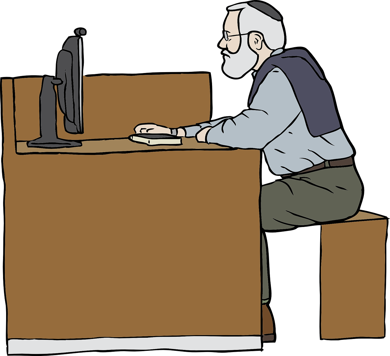 Person At Desk Cartoon Clipart (1280x1170), Png Download