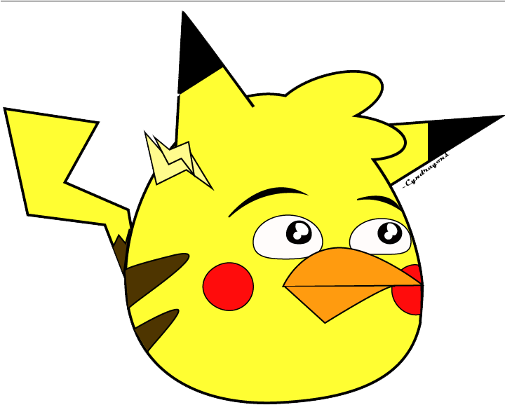 Angry Pikachu Png Transparent Image - Angry Bird And Pikachu Png Clipart (719x720), Png Download