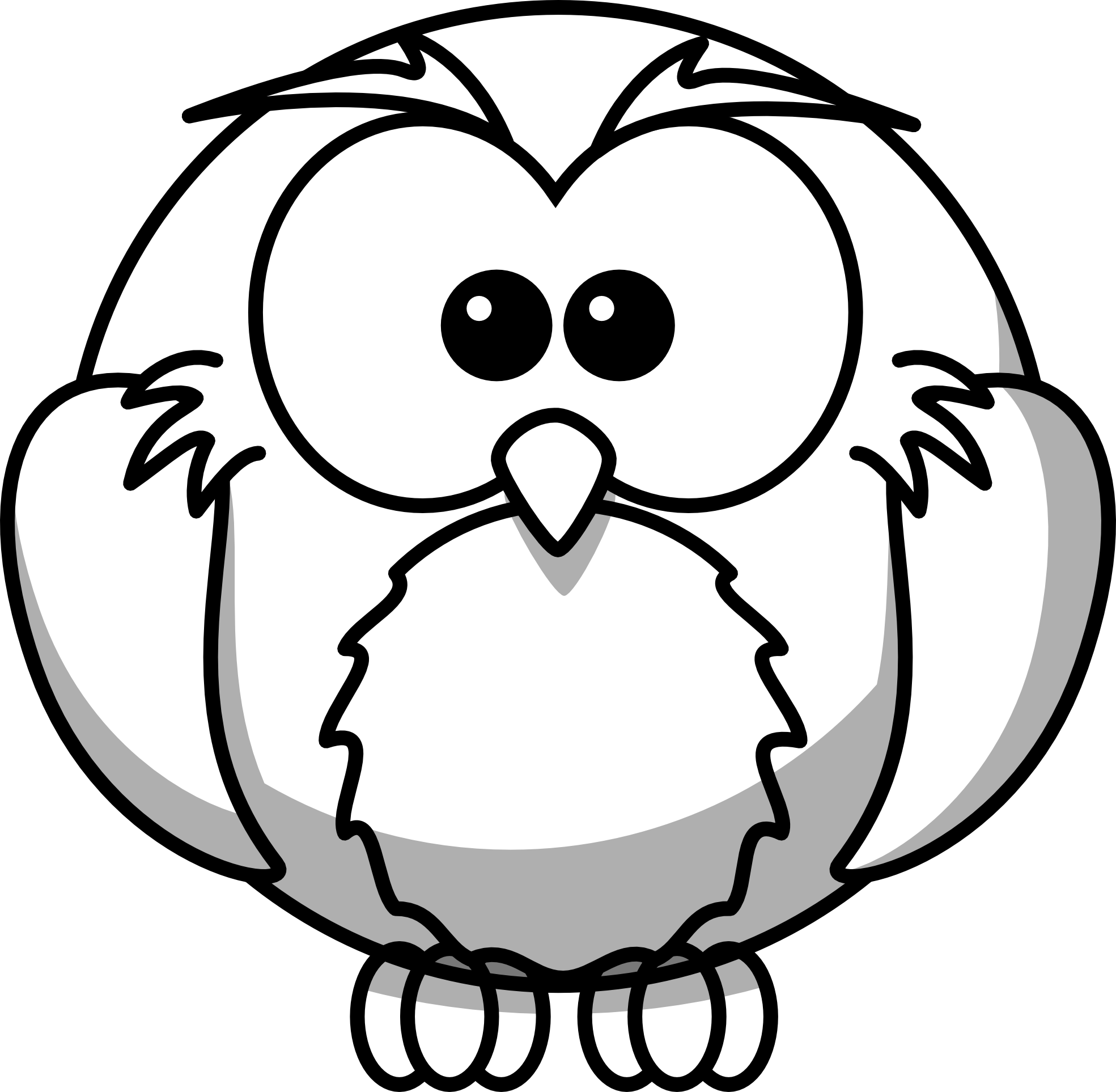 Owl - Clipart - Black - And - White - Clipart Outline Owl - Png Download (1969x1926), Png Download