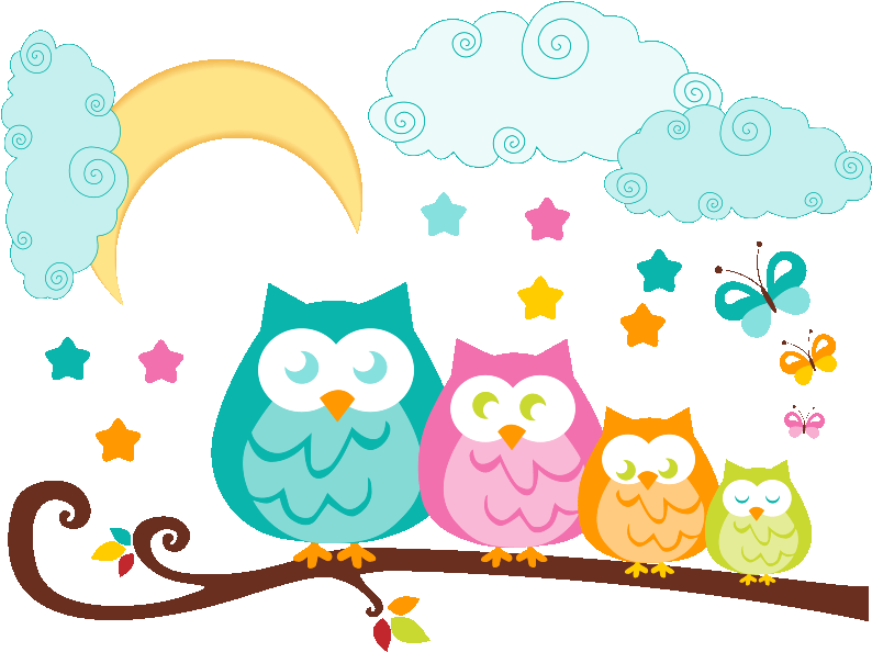 Cartoon Owls Mural Clipart (800x800), Png Download