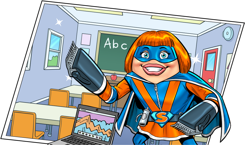 At School Hero - Cartoon Clipart (1101x631), Png Download