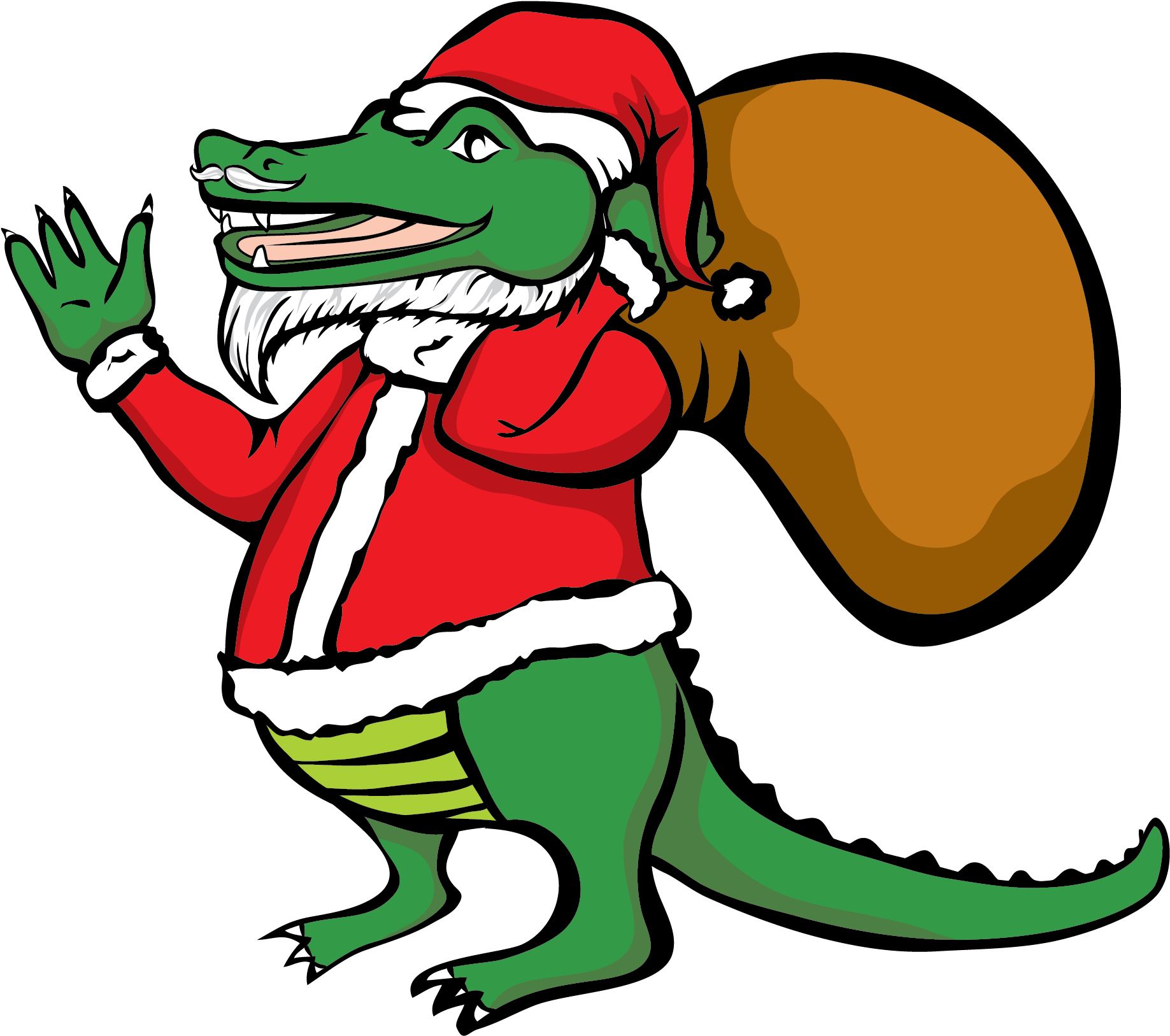 Santa Alligator Vector Clip Art - Santa Claus With Alligator - Png Download (1837x1627), Png Download