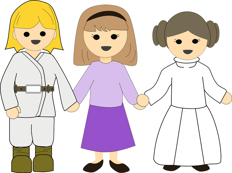 Girls In Costumes Holding Hands Clipart - Clip Art - Png Download (800x598), Png Download