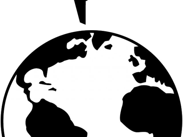 Globe Clipart Silhouette - World Clipart Black And White Transparent Background - Png Download (640x480), Png Download