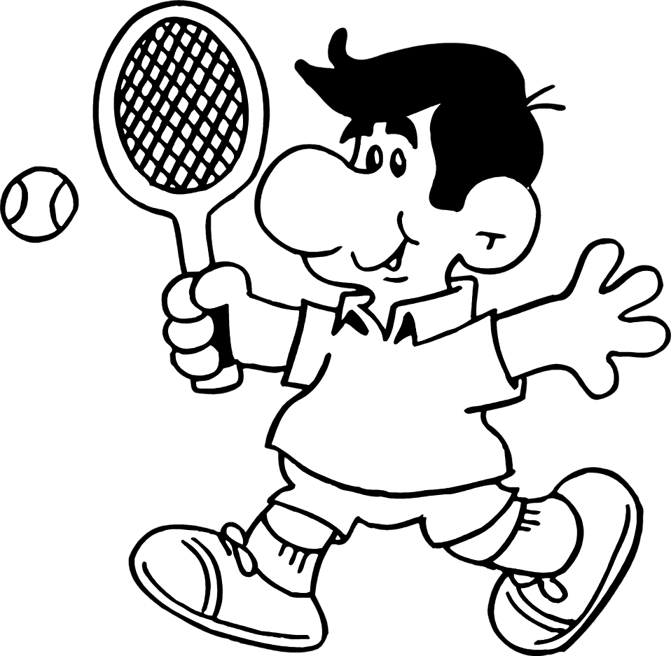 Tennis Clipart Black And White - Tennis Cartoon Black And White - Png Download (958x937), Png Download