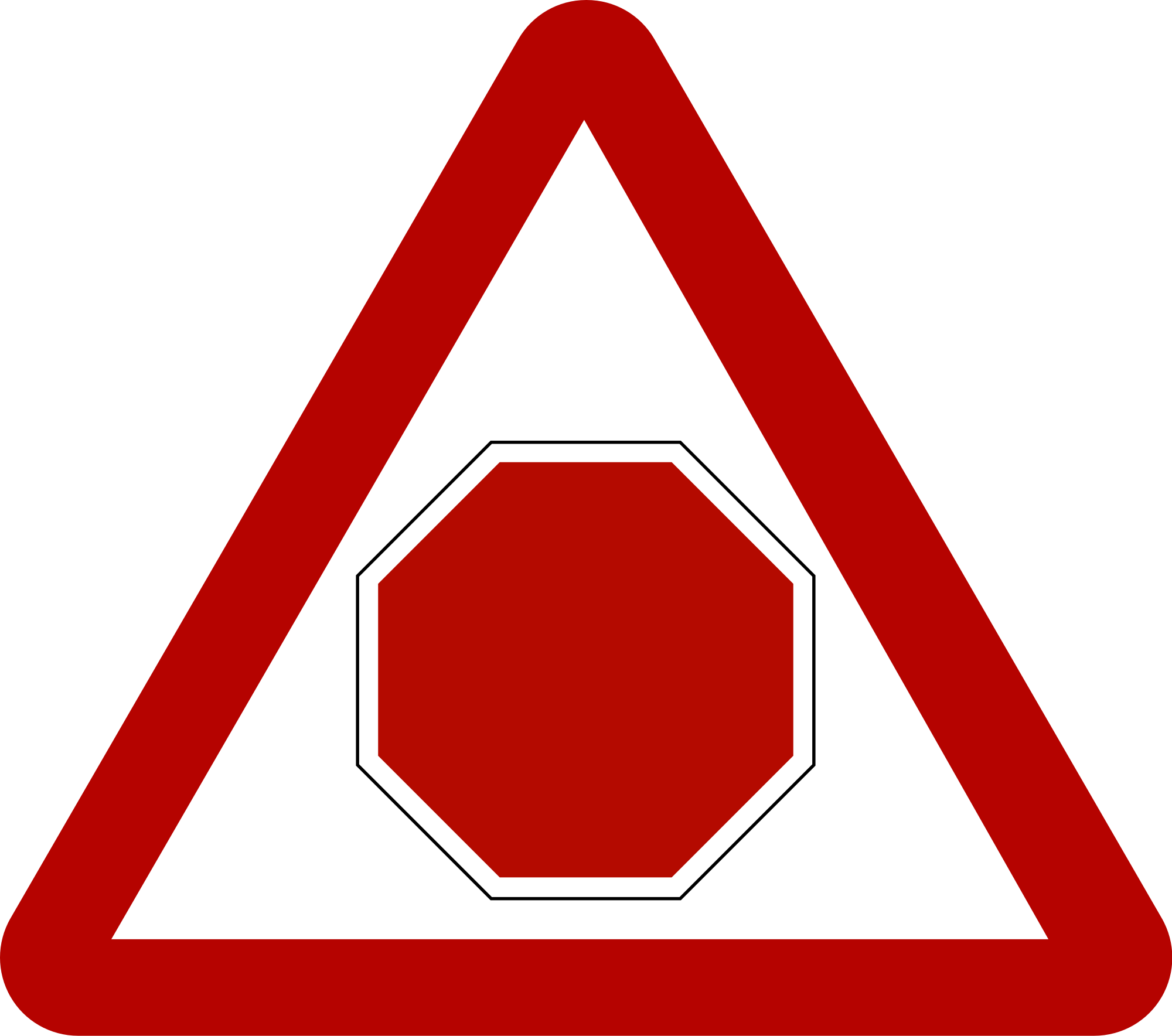 File - Saudi Arabia - Road Sign - Stop Sign Ahead - - Não Aceite Não Produza Não Envie Defeitos Clipart (663x586), Png Download