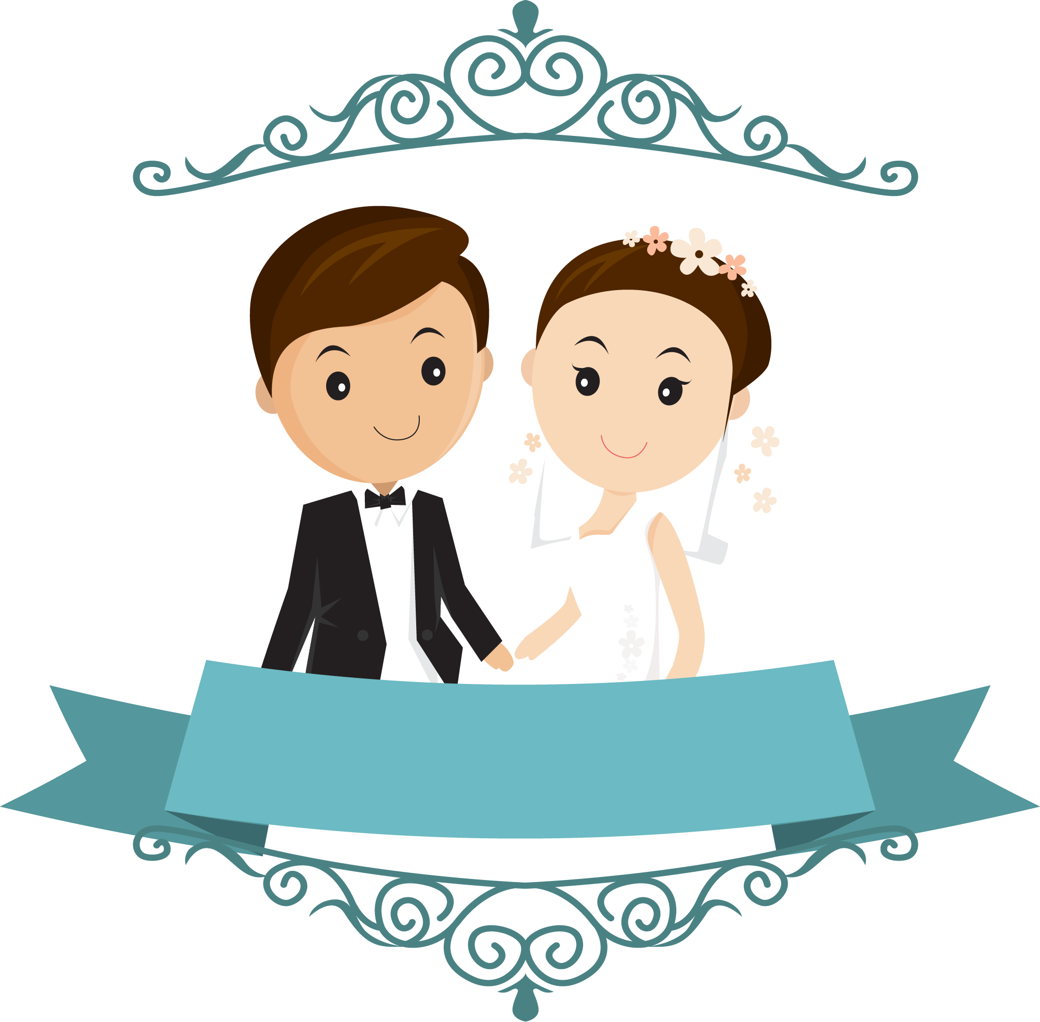 Cartoon Wedding Couple Png Clipart (2044x2008), Png Download