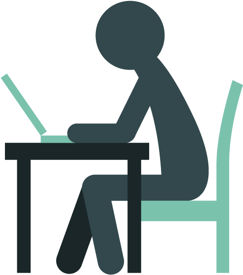 Student Desk - Sitting Clipart (720x720), Png Download