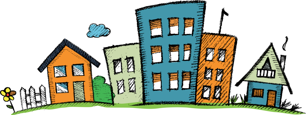 Houses Clipart (1000x375), Png Download