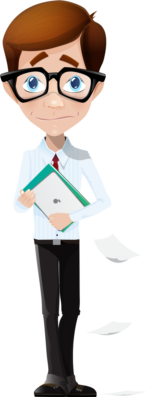 Business People Middle-aged Businessperson Books Flyer - Nerd Guy With Glasses Cartoon Clipart (993x1299), Png Download