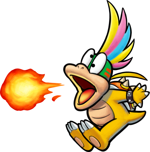 #nintendo #3ds #fire #fireball #rainbow #yellow #orange - Bowser Jr Journey Koopalings Clipart (636x646), Png Download