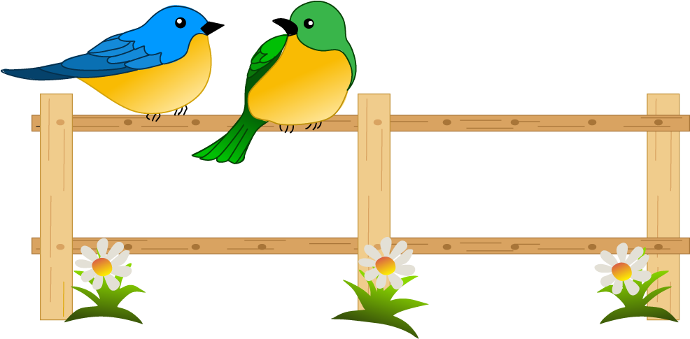 Forgetmenot Fences And Birds - Birds In Garden Clipart - Png Download (985x578), Png Download